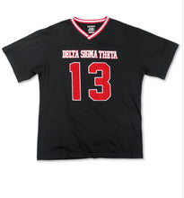 Load image into Gallery viewer, DST OVERSIZED CHENILLE FOOTBALL JERSEY TEE BLACK
