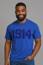 Load image into Gallery viewer, 1914 Chenille Blue-on-Blue Tee