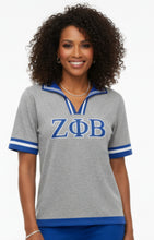 Load image into Gallery viewer, Grey ZPB Pleated Collar Top