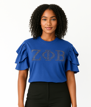 Load image into Gallery viewer, Royal Blue Flare Sleeve Blouse with Stones ZPB