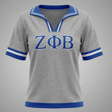 Load image into Gallery viewer, Grey ZPB Pleated Collar Top