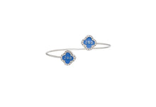 Load image into Gallery viewer, ZPB Sorority Rhinestone Blue Clover Open Bangle