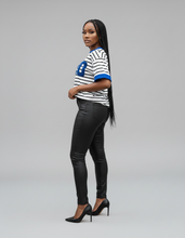 Load image into Gallery viewer, Pre Order 1920 Chenille Pinstripe Zeta Shirt with Blue Trim