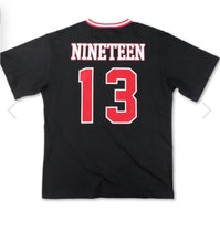 Load image into Gallery viewer, DST OVERSIZED CHENILLE FOOTBALL JERSEY TEE BLACK