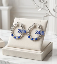 Load image into Gallery viewer, ZPB Rhinestone Chain Hoop Earrings