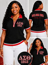 Load image into Gallery viewer, The Milan  (Black &amp; White DST  Signature Quarter Zip Polo)
