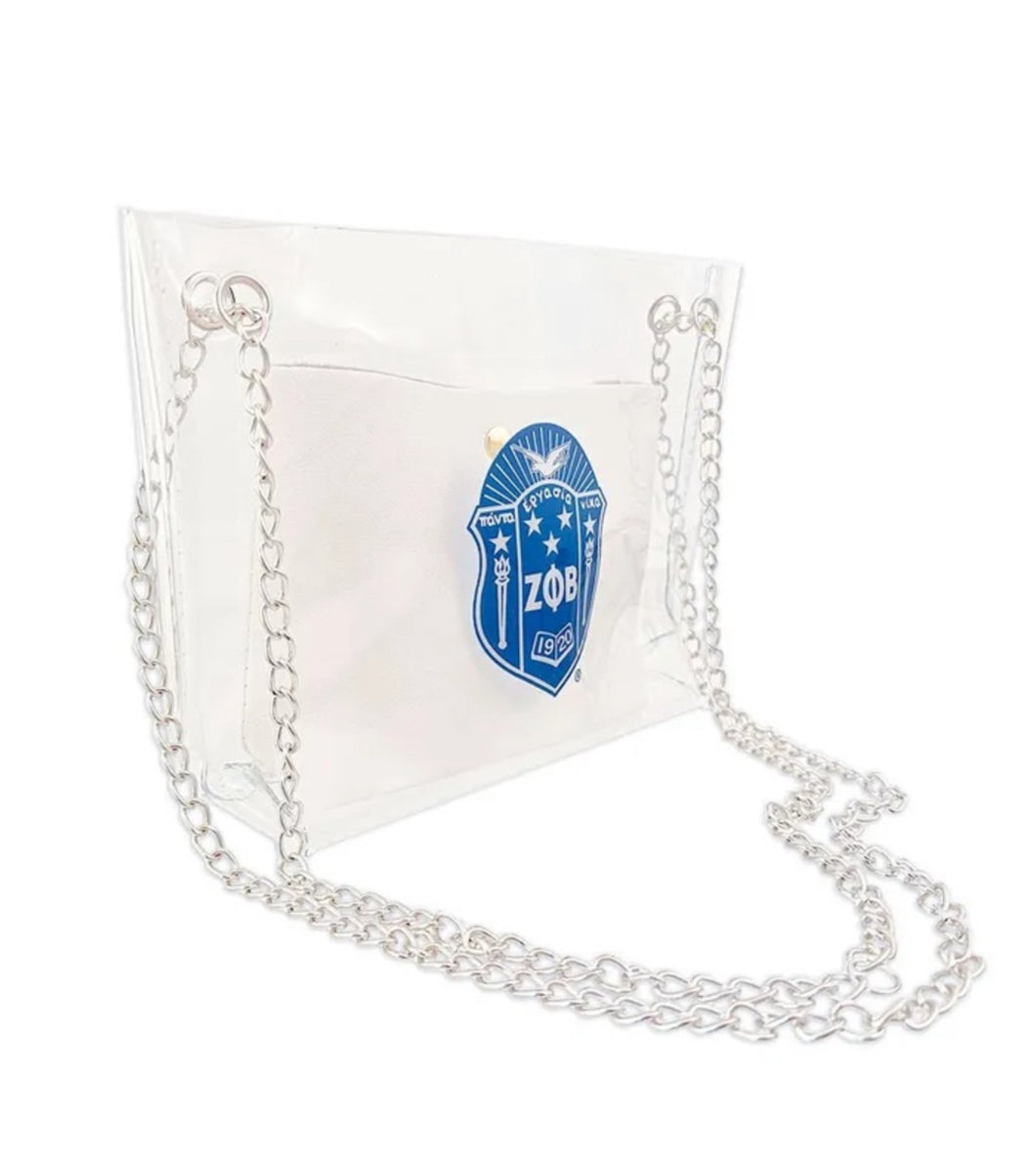 Zeta Clear Silver Chain Crossbody Bag