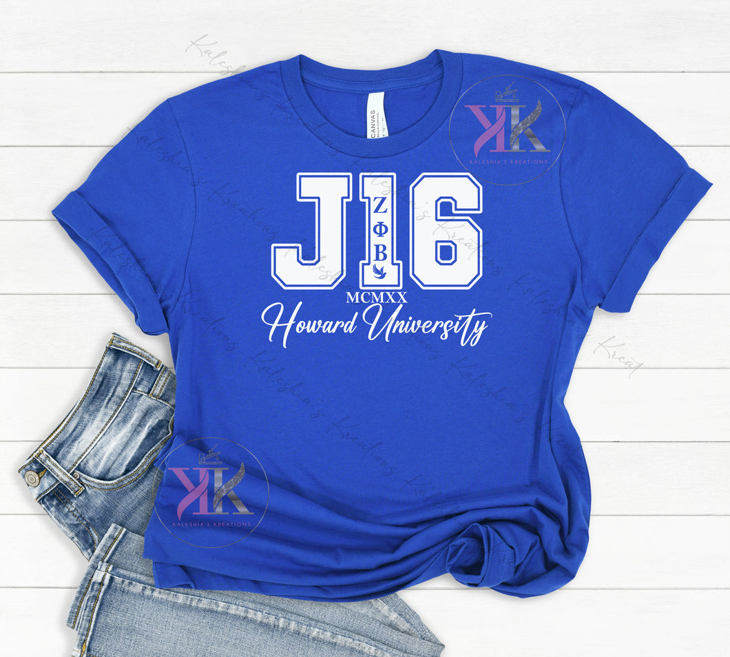 J16 Zeta Phi Beta Blue Tee