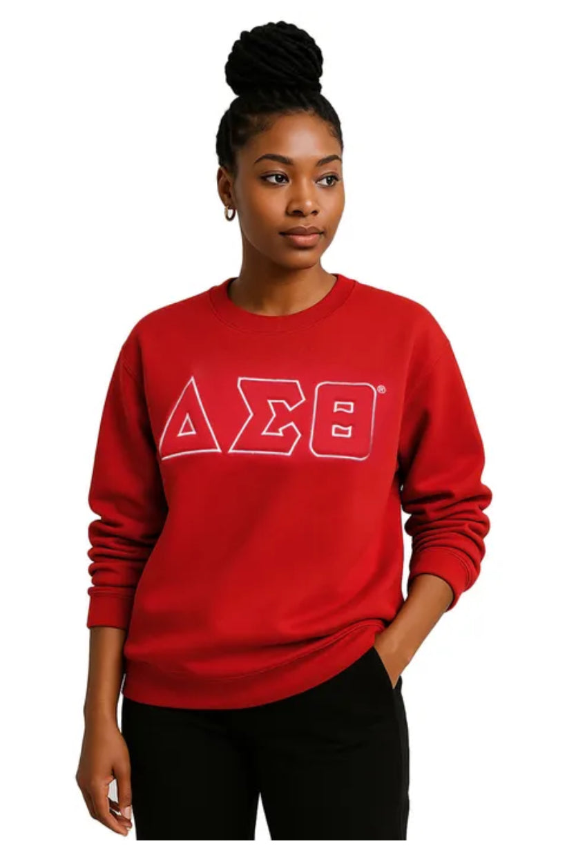 DST Red Embroidered Crew Sweatshirt