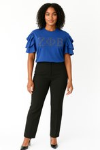 Load image into Gallery viewer, Royal Blue Flare Sleeve Blouse with Stones ZPB
