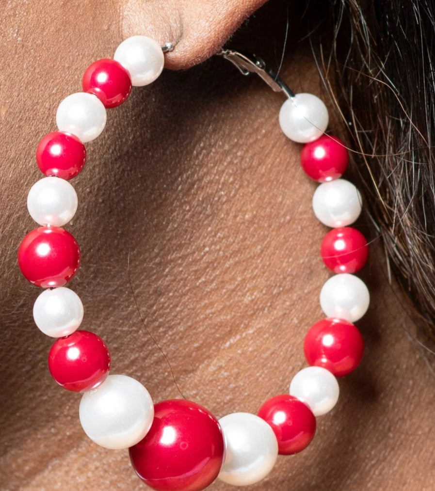Red & white  Big Hoop Earrings