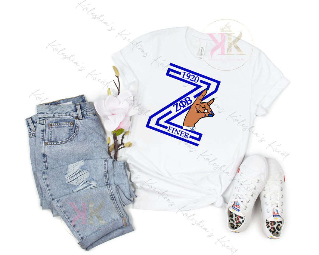 Zeta Z White Tee, Zeta Phi Beta Sorority, Zeta Apparel, Zeta Phi Beta Paraphernalia,