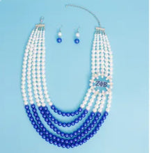 Load image into Gallery viewer, ZPB Set Necklace Mix Blue White Pearl Set
