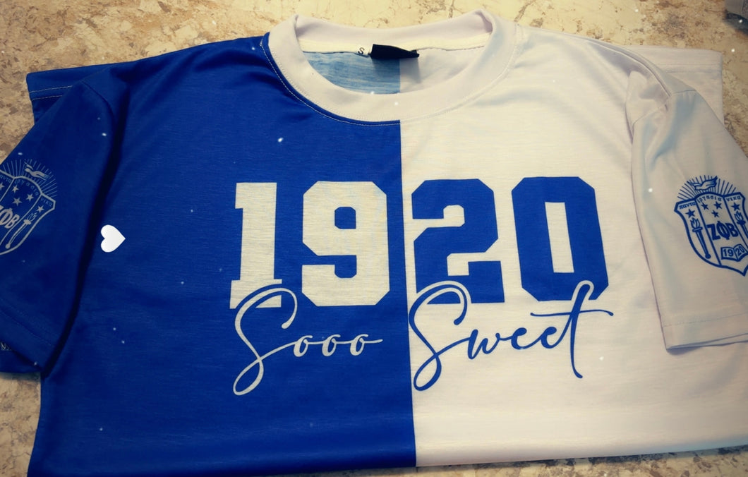 Zeta 1920 Half white and blue Tee