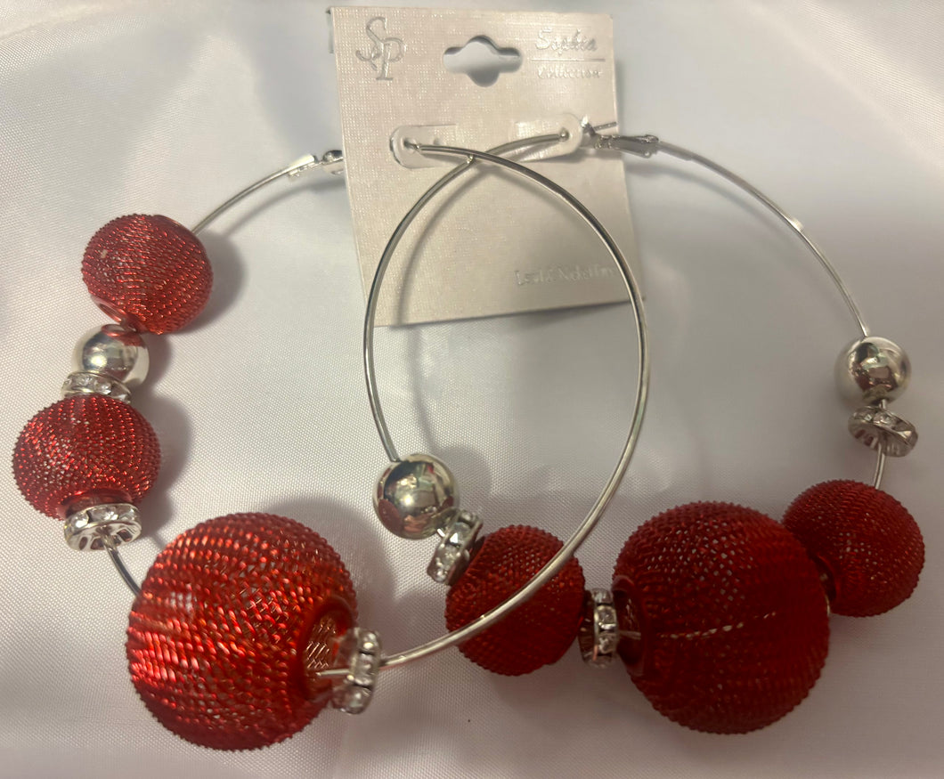 Red Big Hoop Earrings