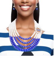 Load image into Gallery viewer, ZPB Set Necklace Mix Blue White Pearl Set
