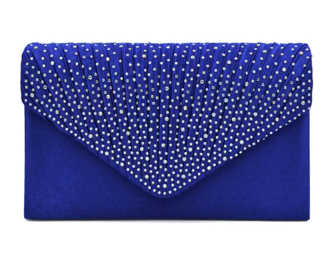 Blue Rhinestone Clutch