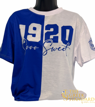 Load image into Gallery viewer, Zeta 1920 Half white and blue Tee
