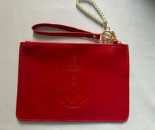 Load image into Gallery viewer, DST Red Embossed Clutch w/pearls
