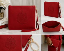 Load image into Gallery viewer, DST Red Embossed Clutch w/pearls
