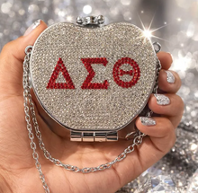Load image into Gallery viewer, DST Mini Rhinestone Heart Crossbody Compact
