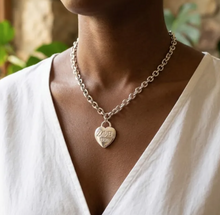 Load image into Gallery viewer, Zeta Phi Beta Silver Heart Lock Necklace
