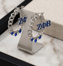 Load image into Gallery viewer, ZPB Rhinestone Chain Hoop Earrings
