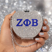 Load image into Gallery viewer, ZPB Mini Rhinestone Heart Crossbody Compact
