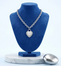Load image into Gallery viewer, Zeta Phi Beta Silver Heart Lock Necklace
