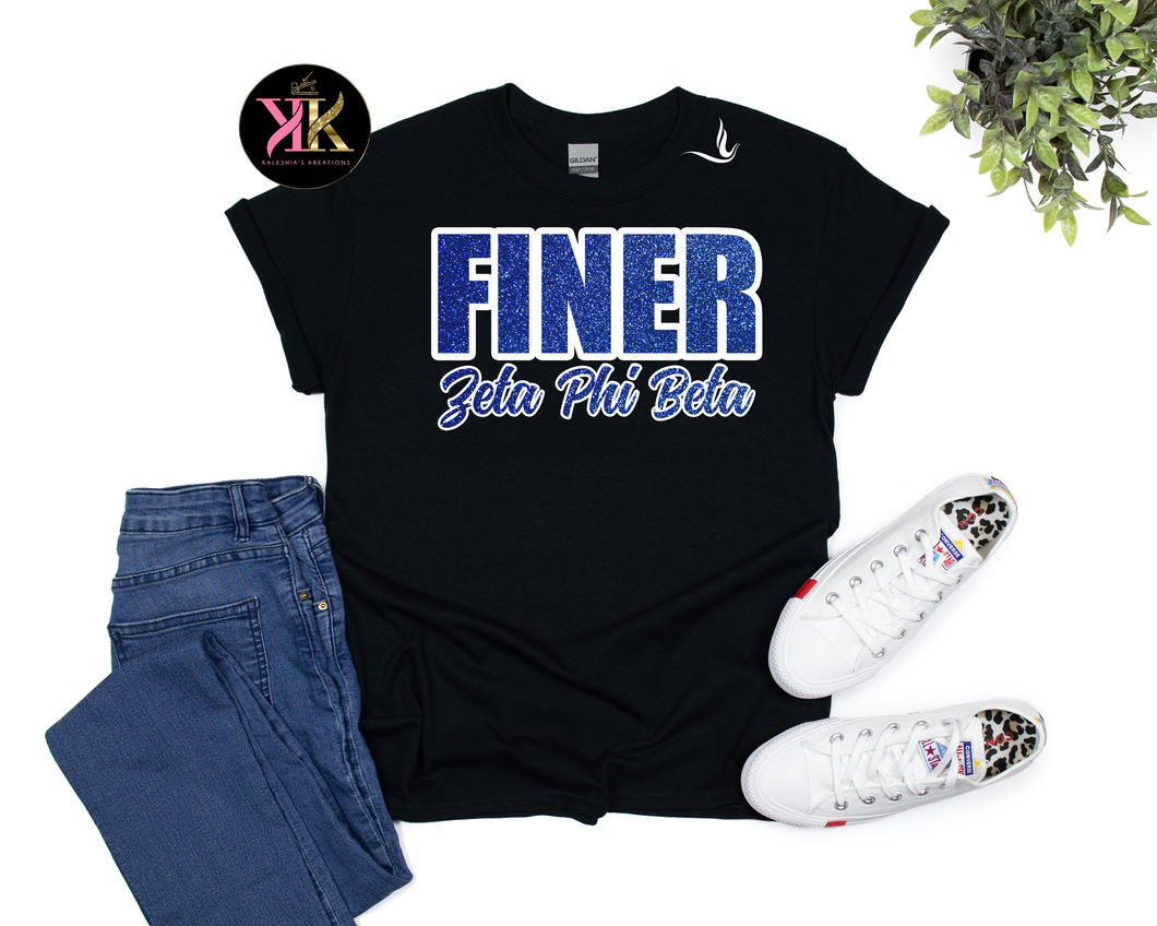 Finer Glitter Tee, Zeta Phi Beta Sorority, Zeta Apparel, Zeta Phi Beta Paraphernalia, Zeta New Crossing Gift, J16, Finer Woman, 1920